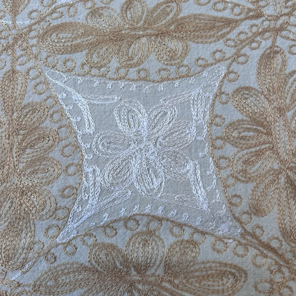 Vintage Aghabani Embroidered Orientalist Cotton Silk Tablecloth/11 Napkins 92x60